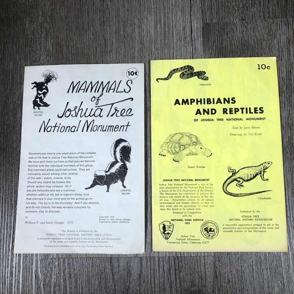 Vintage 1973 AMPHIBIANS AND REPTILES OF Joshua Tree National Monument Mammals - Picture 1 of 4